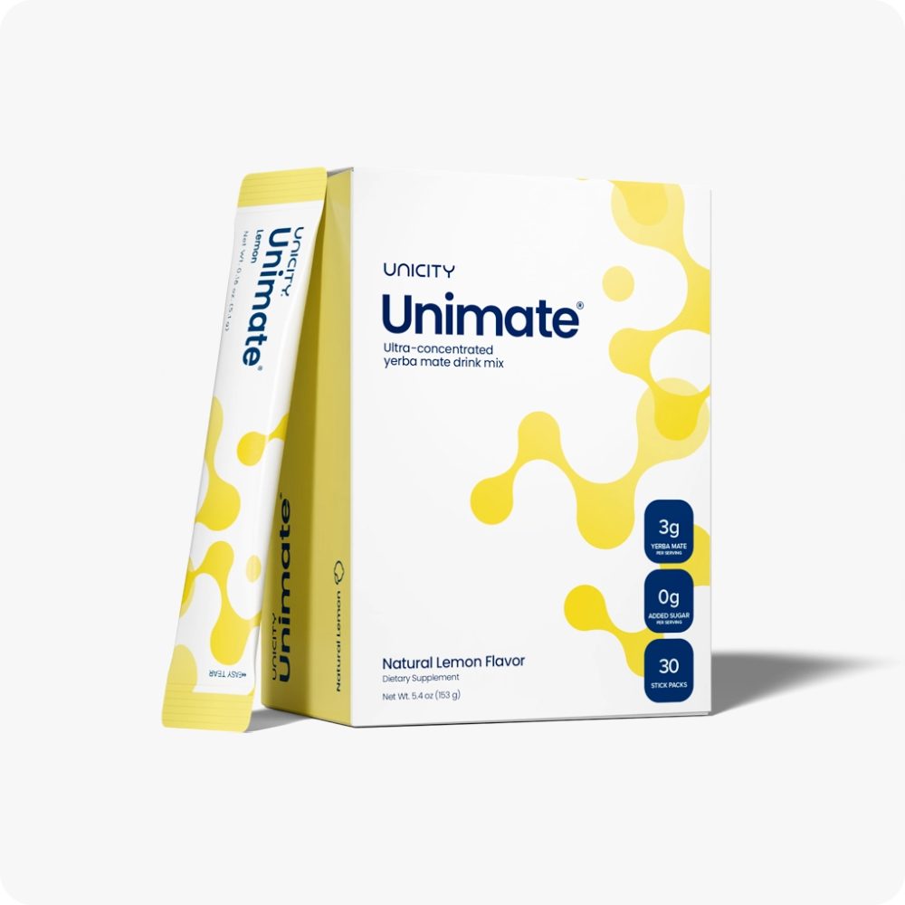 Unimate lemon yerba mate drink mix box