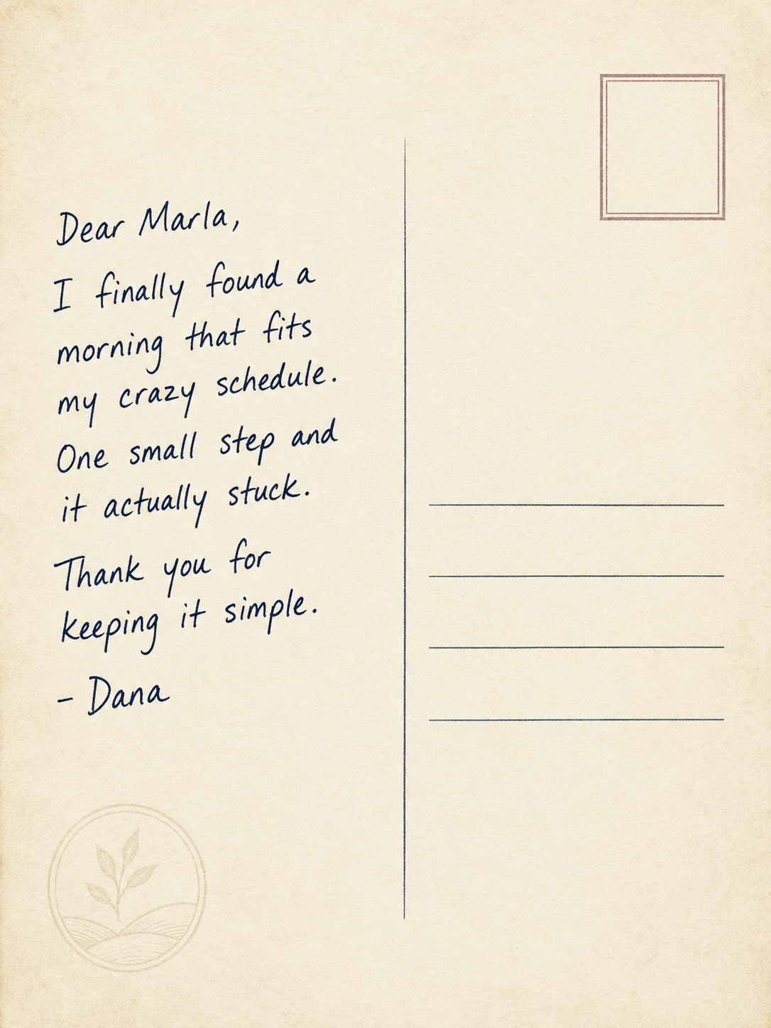 Handwritten postcard from Dana
