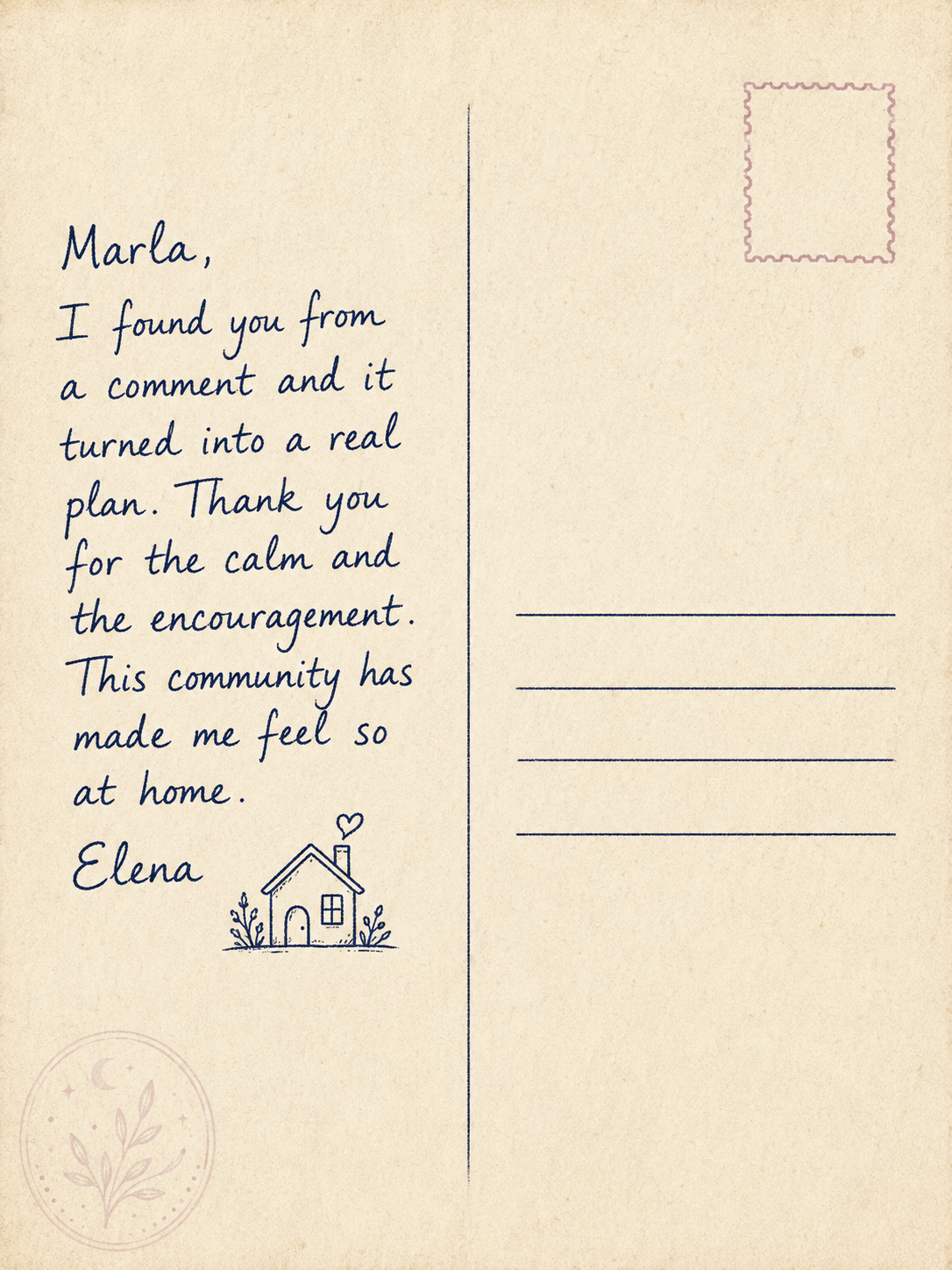 Handwritten postcard from Elena